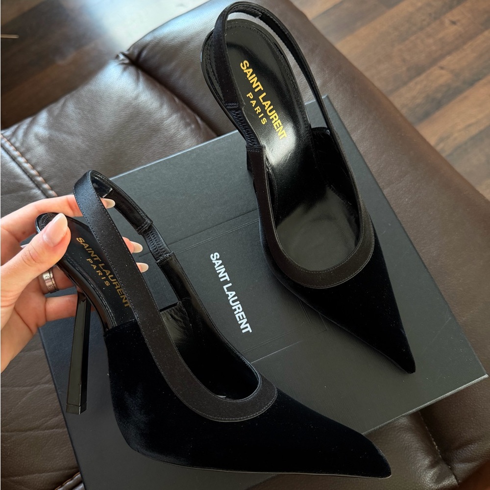 Saint Laurent Classic Black Velvet Heels